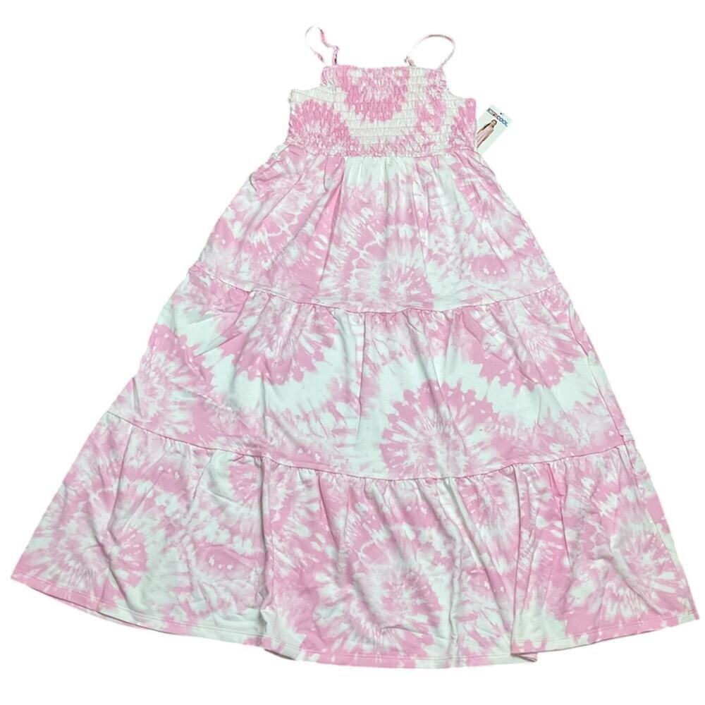 32 Degrees Girls Dress Maxi Lined Top Tye Dye Pink White Size Small NWT